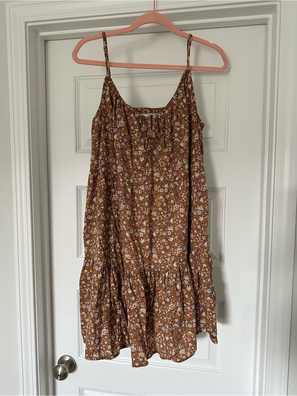Old Navy Brown Floral Spaghetti-Strap Dress